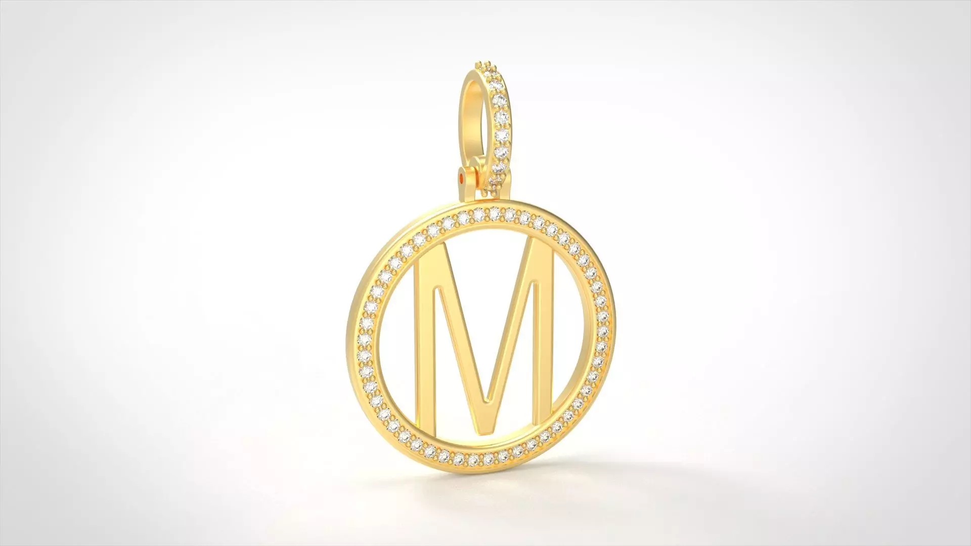 Model 482 Alphabets Necklace The Letter M Circle Diamond 3D print model