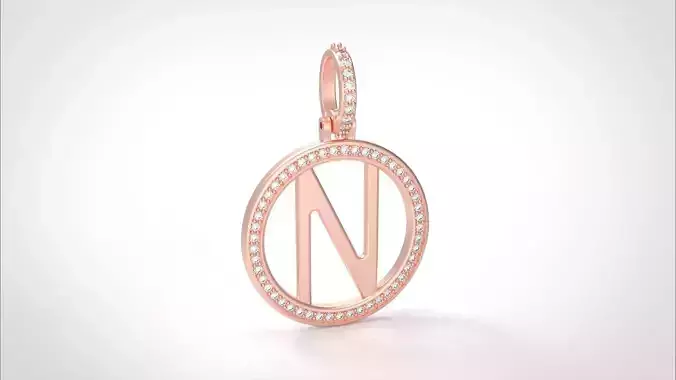 Model 483 Alphabets Necklace  The Letter N Circle Diamond 3D print model
