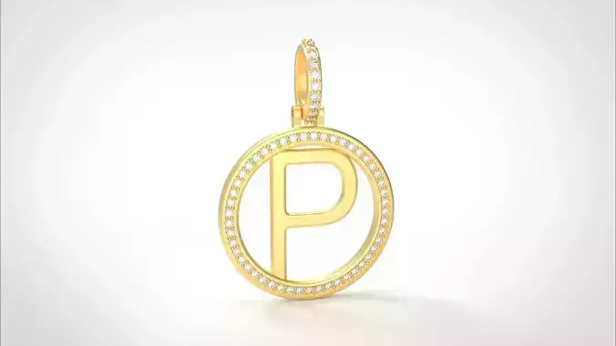 Model 485 Alphabets Necklace  The Letter P Circle Diamond 3D print model
