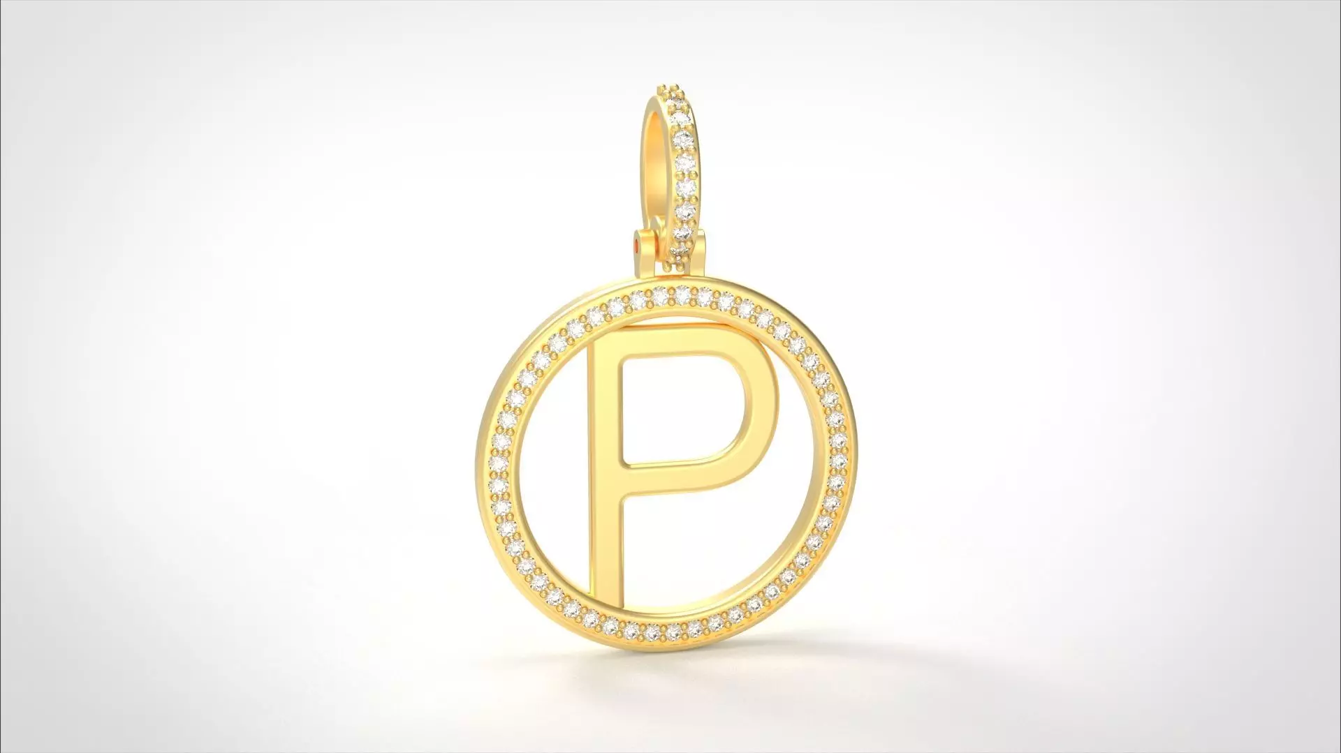 Model 485 Alphabets Necklace The Letter P Circle Diamond 3D print model