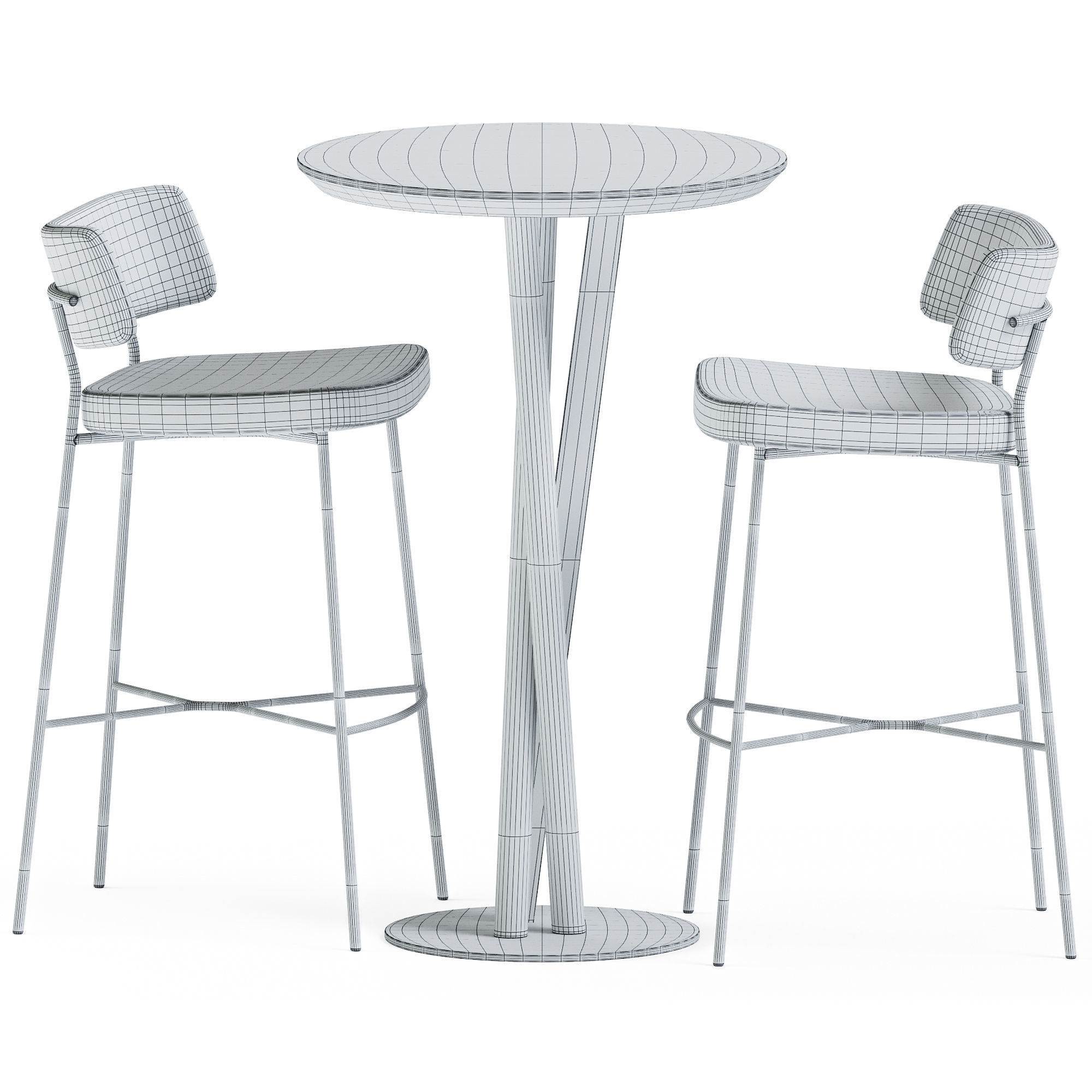 Niels Fast Food Table D70 and Marlen Bar Chair by TrabA 3D model_4