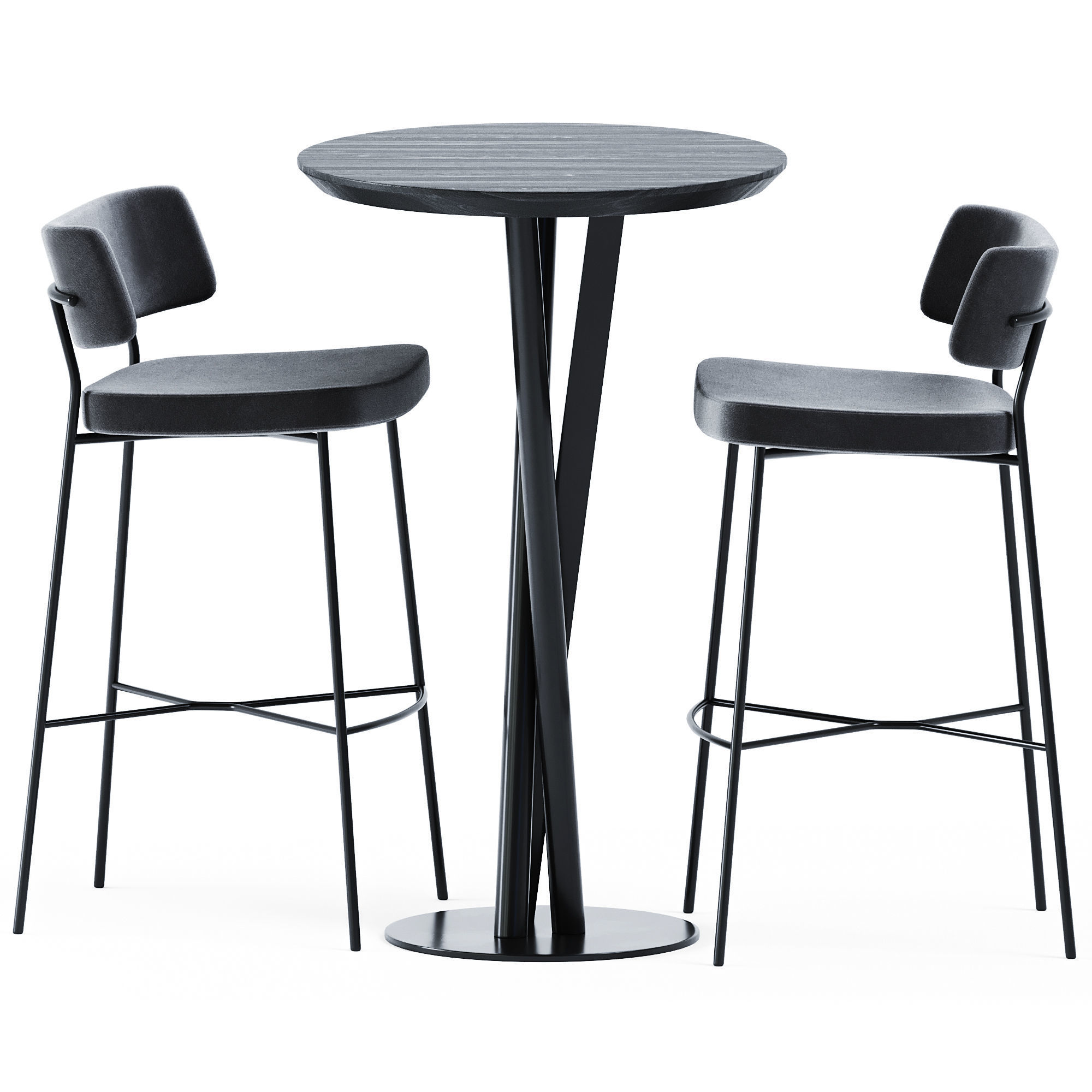 Niels Fast Food Table D70 and Marlen Bar Chair by TrabA 3D model_1