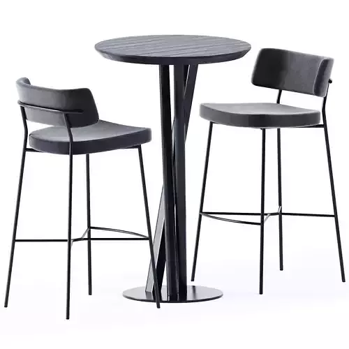 Niels Fast Food Table D70 and Marlen Bar Chair by TrabA