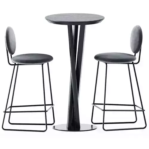 Niels Fast Food Table by TrabA and Gemma Bar Chair by Baxter