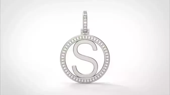 Model 487 Alphabets Necklace  The Letter S Circle Diamond 3D print model