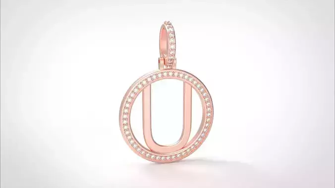 Model 489 Alphabets Necklace  The Letter U Circle Diamond 3D print model