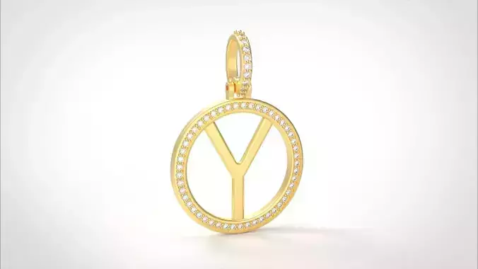 Model 491 Alphabets Necklace  The Letter Y Circle Diamond