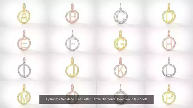 Alphabets Necklace  The Letter  Circle Diamond Collection 