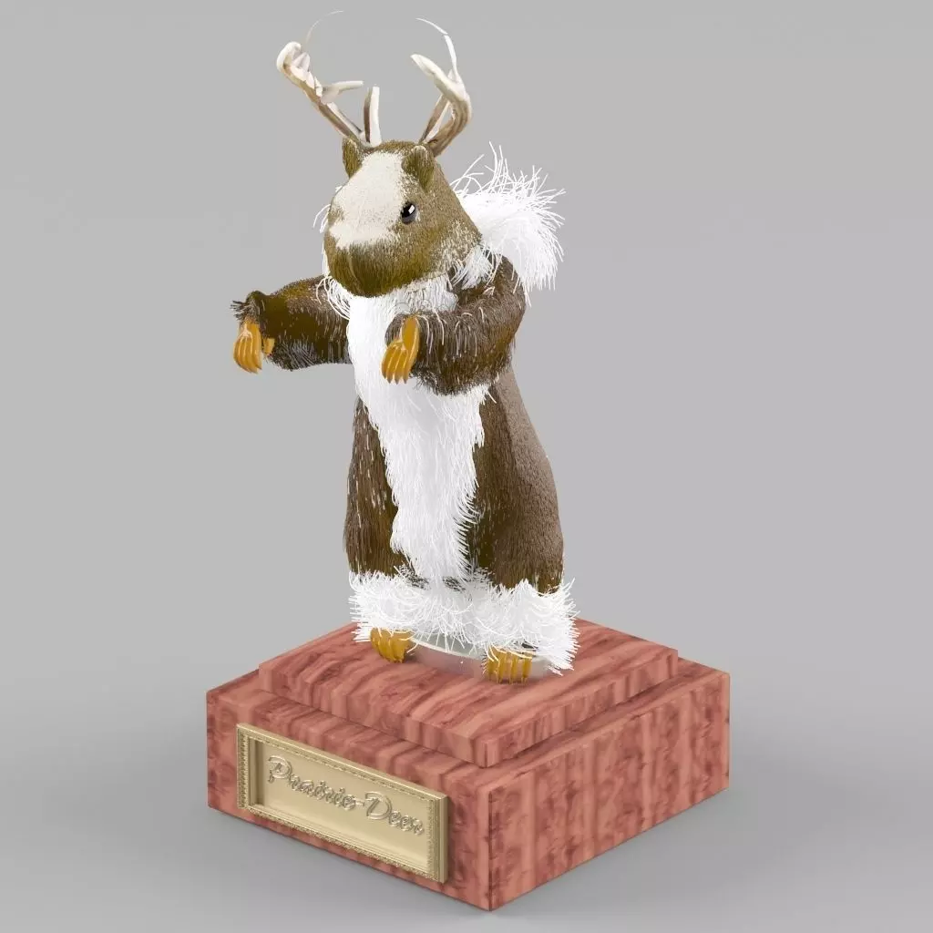 Prairie-deer fantasy creature 3D model_0