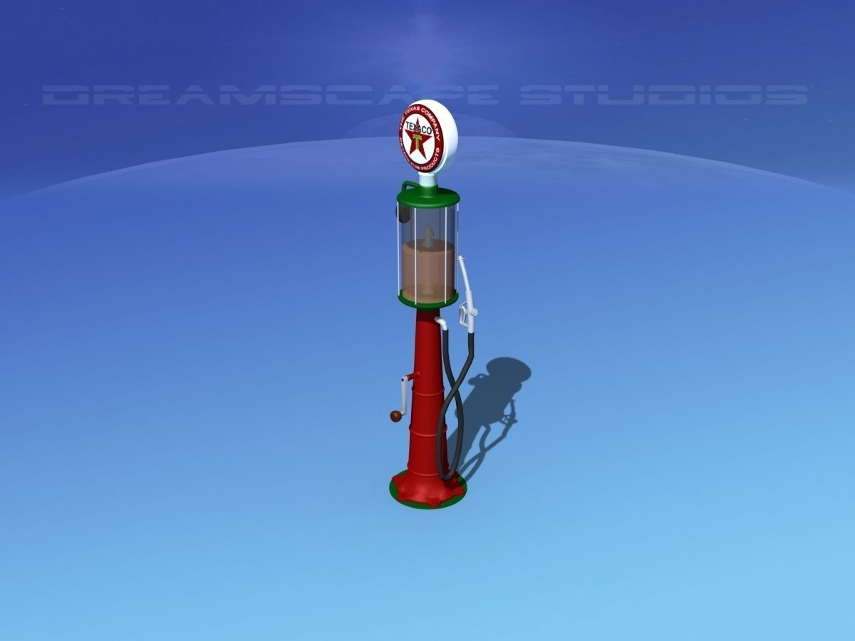 1920s era Texaco Gas Pump 3D model_2