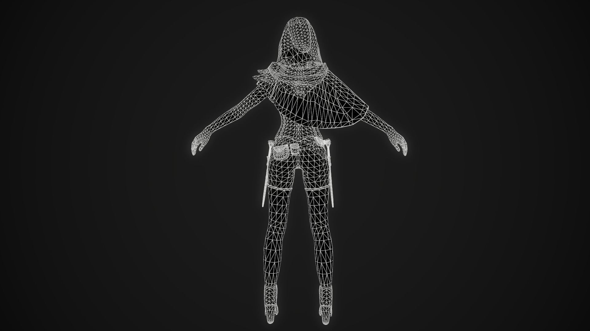 Girl Assassin - Game Ready Character Low-poly 3D model_12