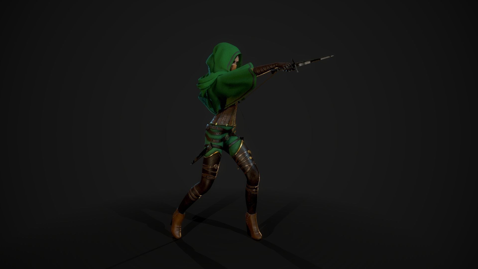 Girl Assassin - Game Ready Character Low-poly 3D model_18