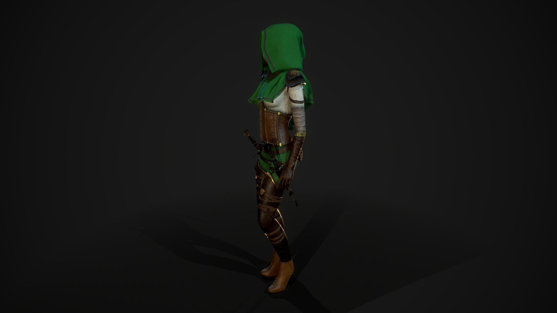 Girl Assassin - Game Ready Character Low-poly 3D model_31