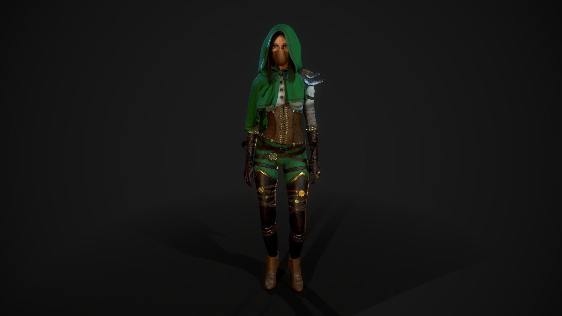 Girl Assassin - Game Ready Character Low-poly 3D model_37