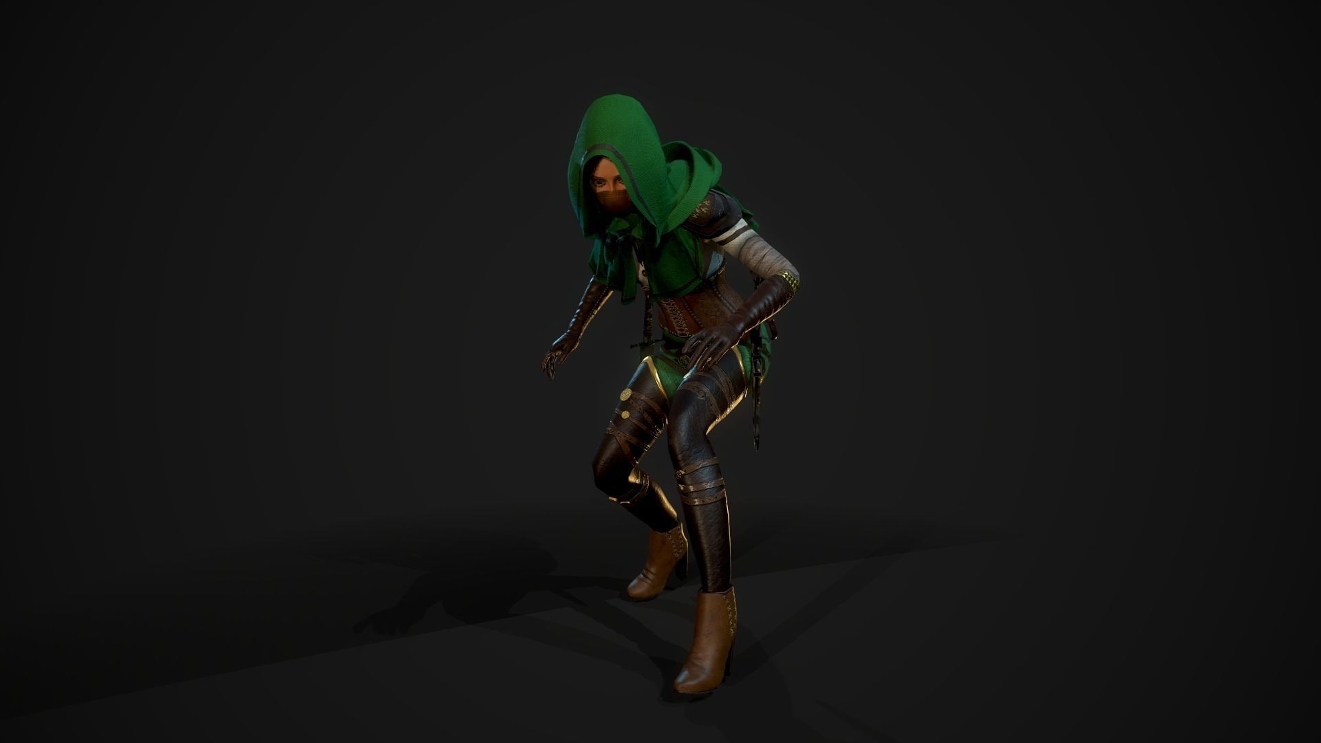 Girl Assassin - Game Ready Character Low-poly 3D model_25