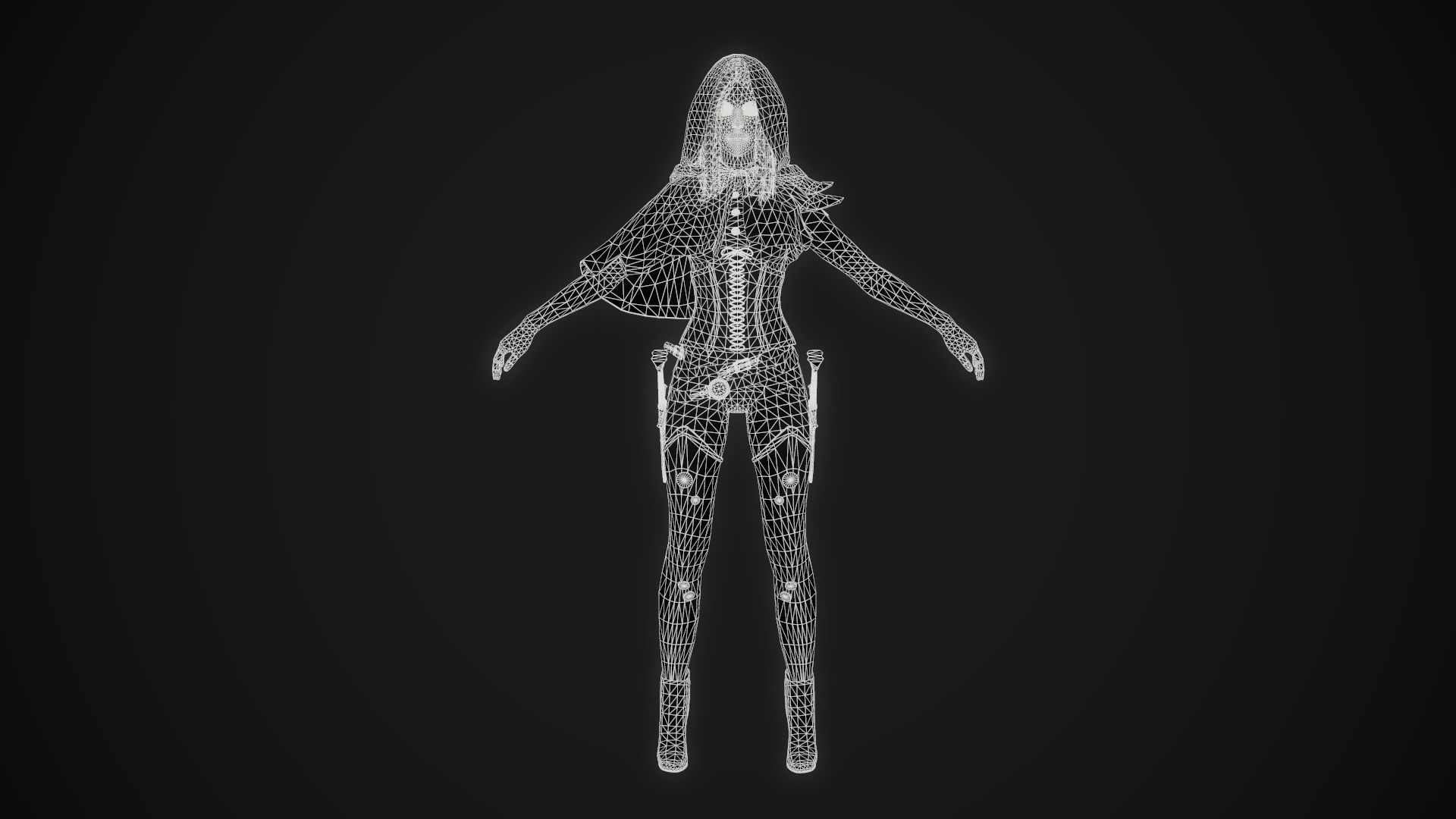 Girl Assassin - Game Ready Character Low-poly 3D model_10