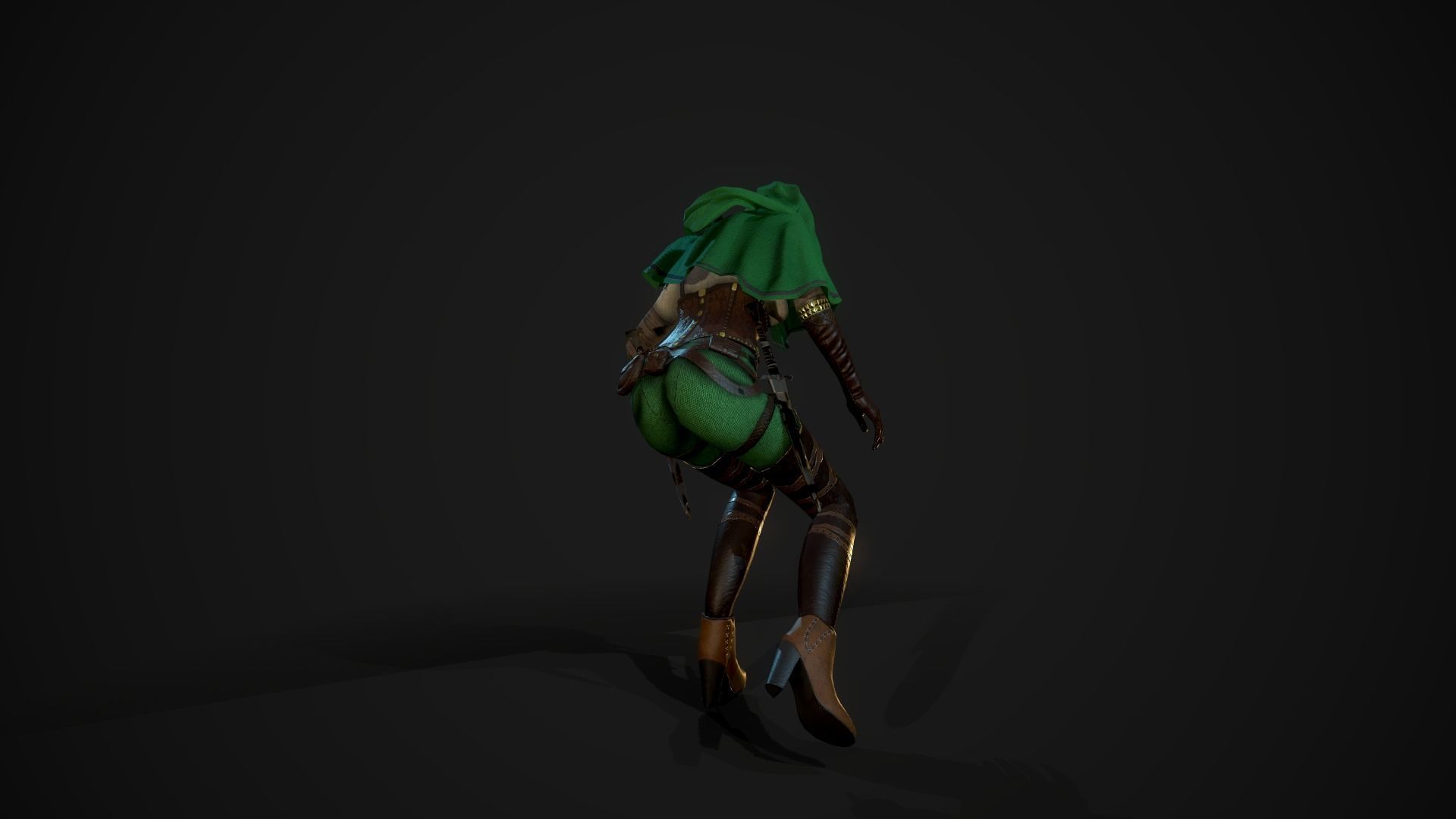 Girl Assassin - Game Ready Character Low-poly 3D model_27