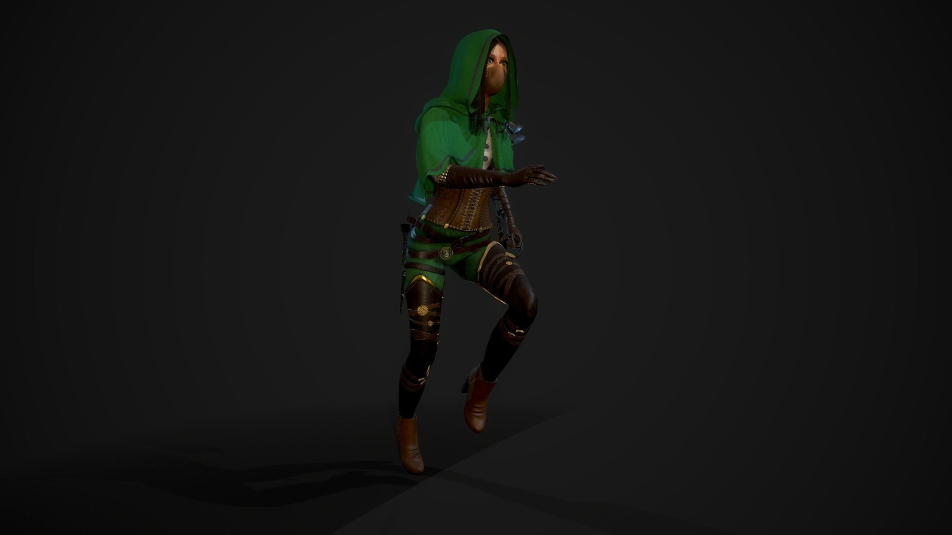 Girl Assassin - Game Ready Character Low-poly 3D model_28
