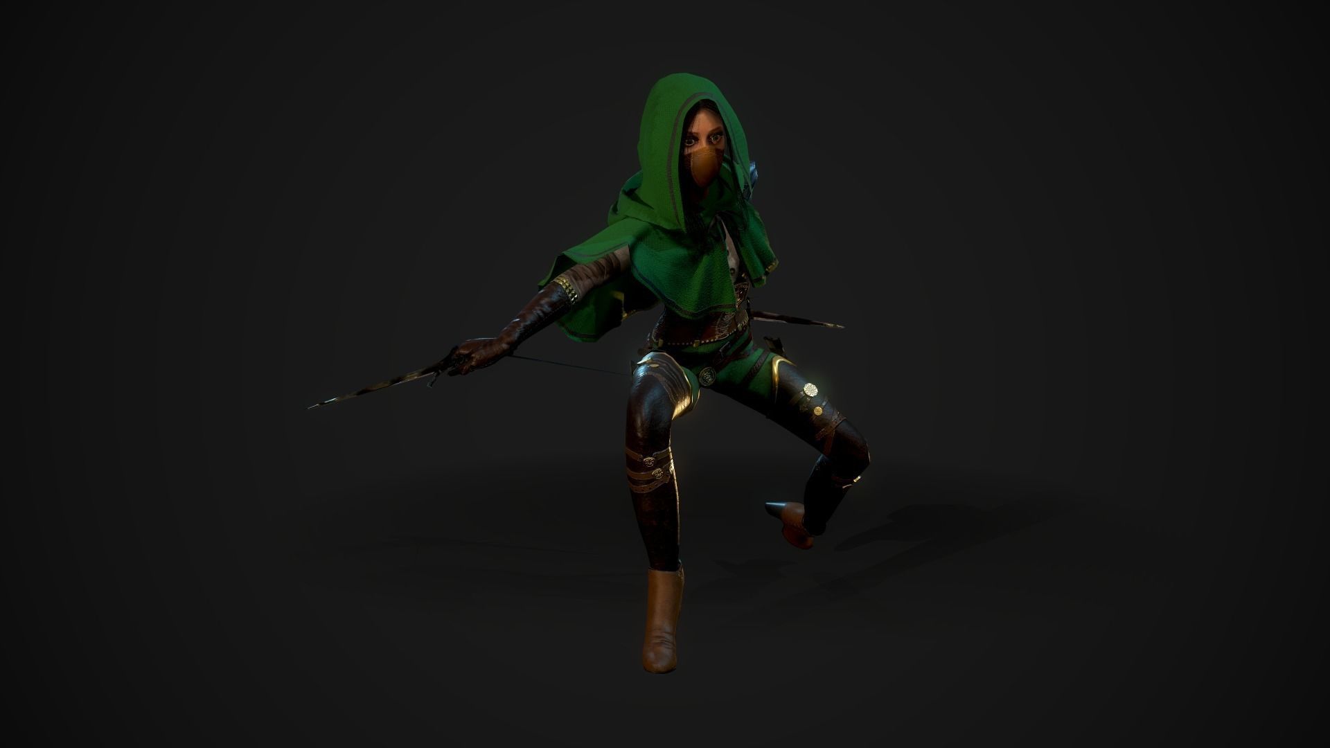 Girl Assassin - Game Ready Character Low-poly 3D model_21