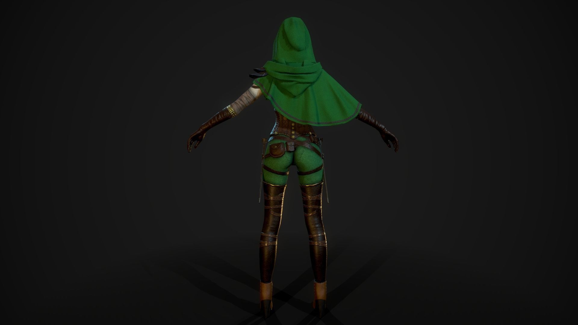 Girl Assassin - Game Ready Character Low-poly 3D model_7