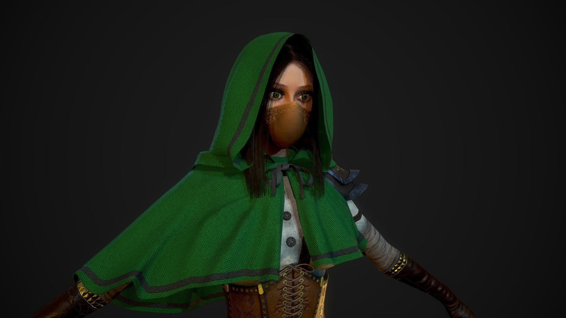Girl Assassin - Game Ready Character Low-poly 3D model_4