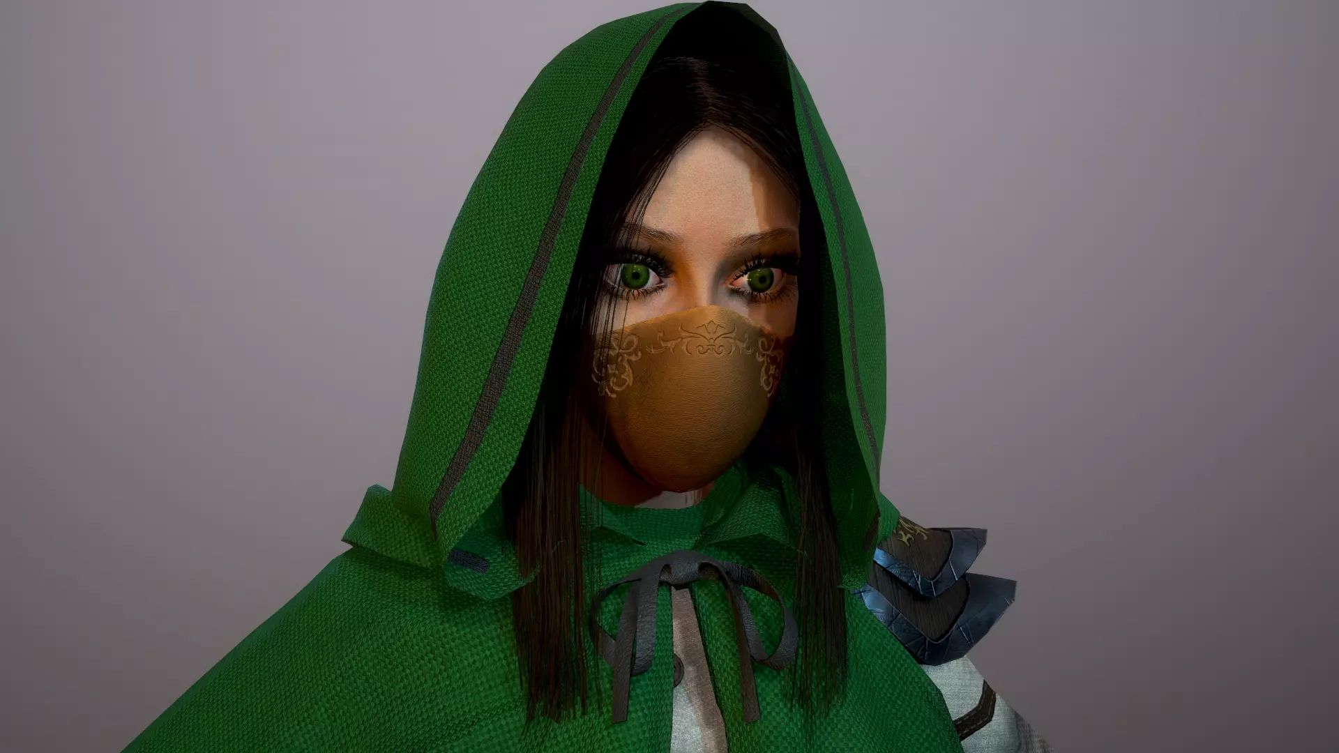 Girl Assassin - Game Ready Character Low-poly 3D model_0