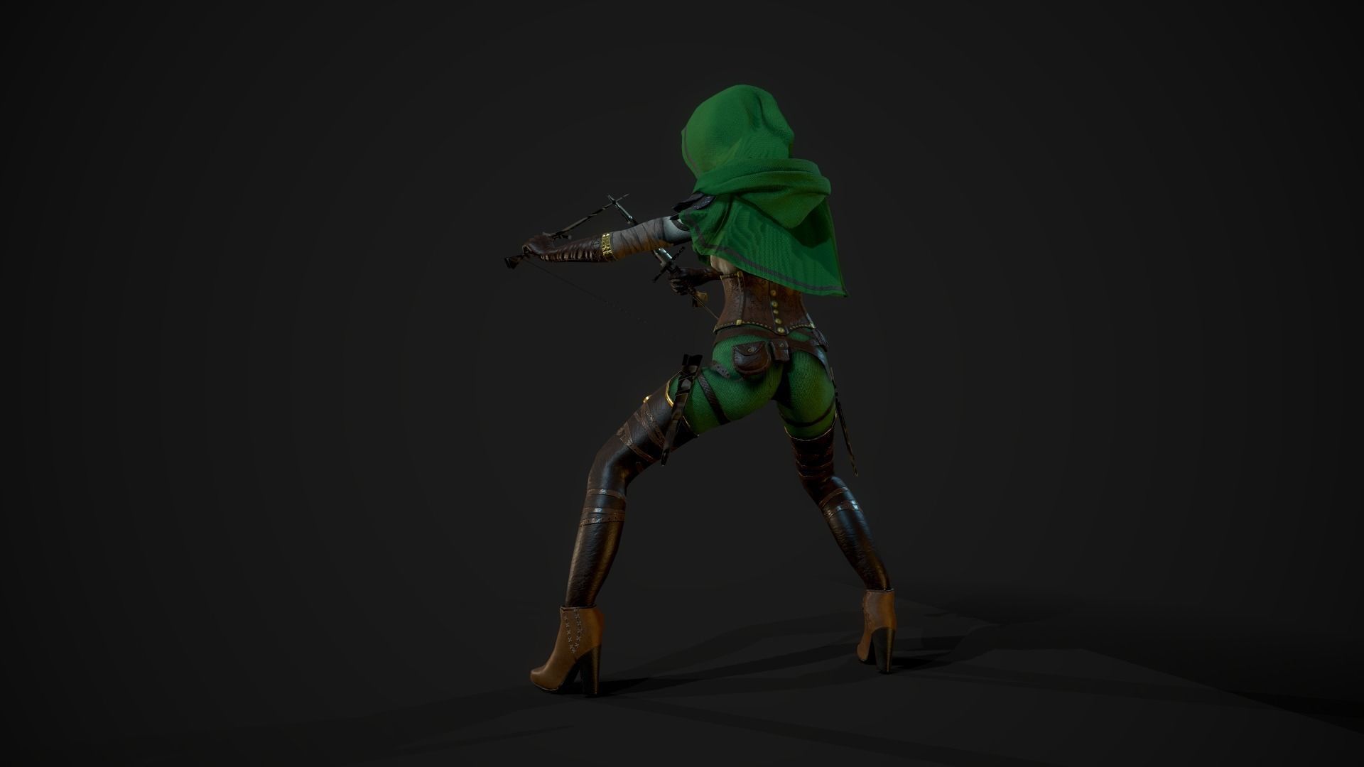 Girl Assassin - Game Ready Character Low-poly 3D model_23