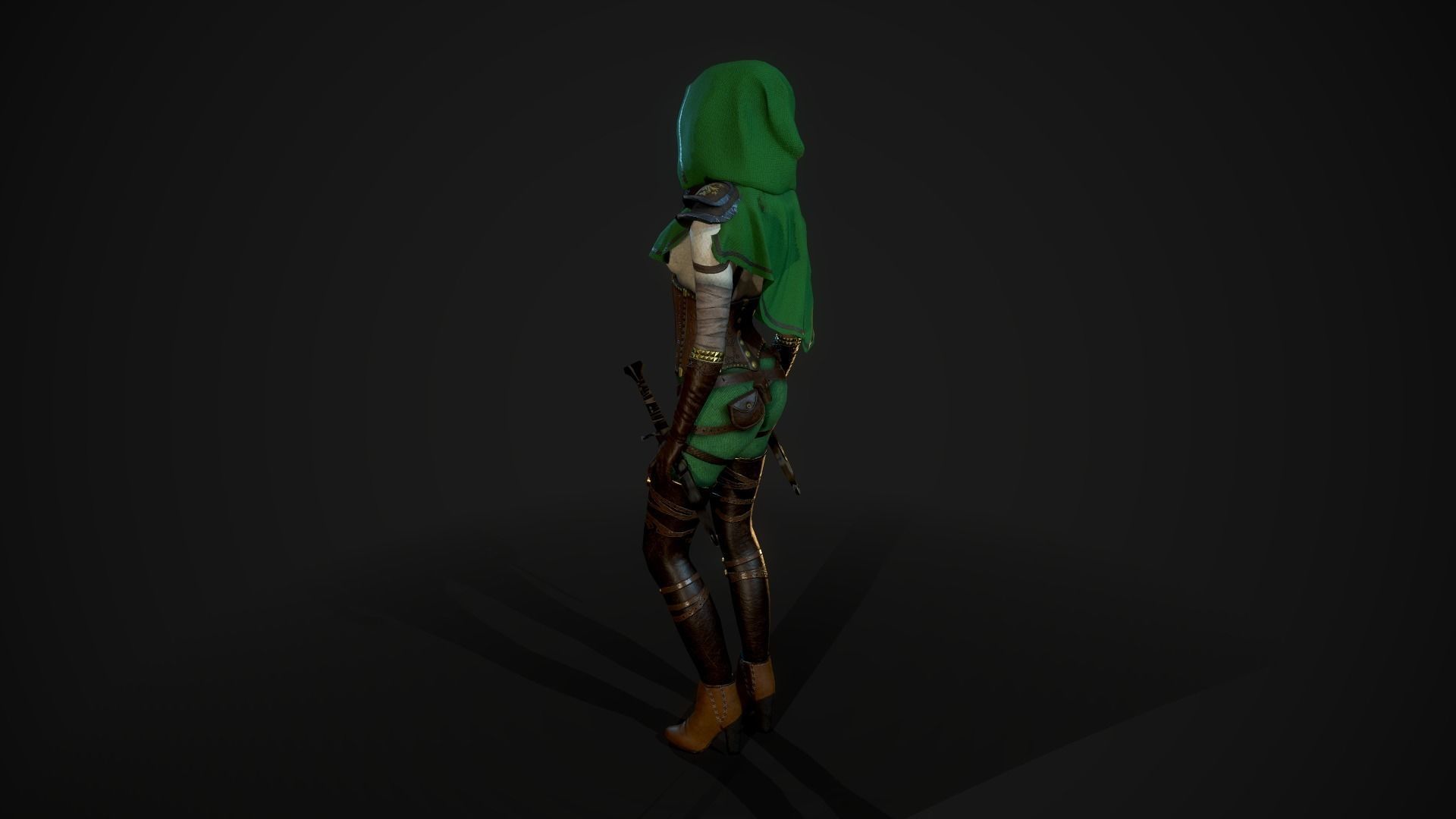 Girl Assassin - Game Ready Character Low-poly 3D model_32
