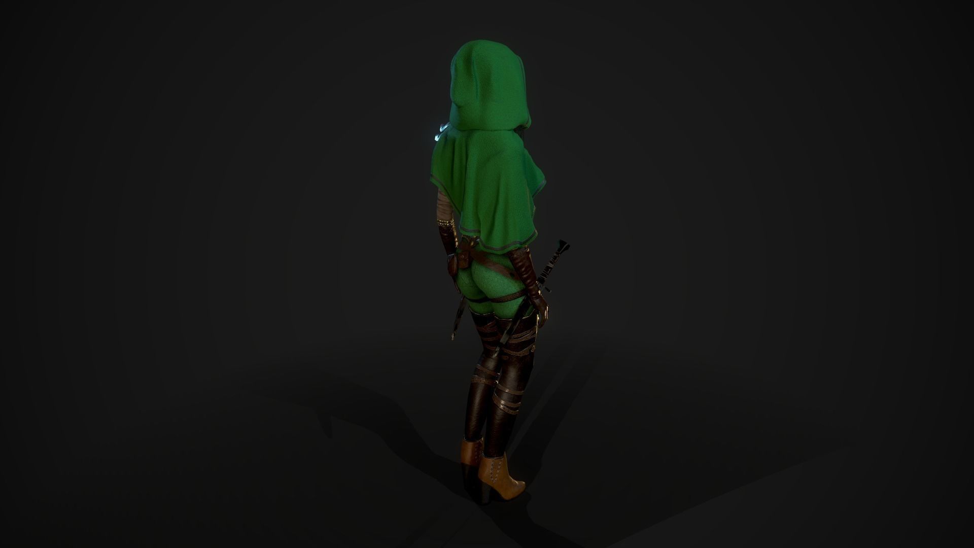 Girl Assassin - Game Ready Character Low-poly 3D model_34