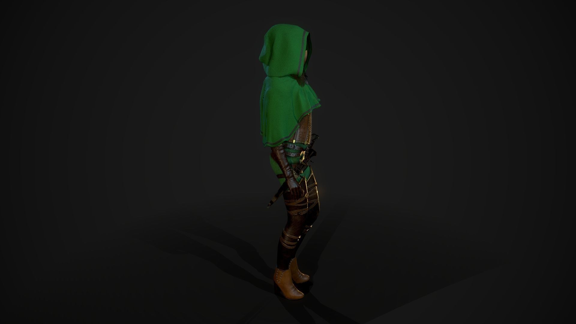 Girl Assassin - Game Ready Character Low-poly 3D model_35