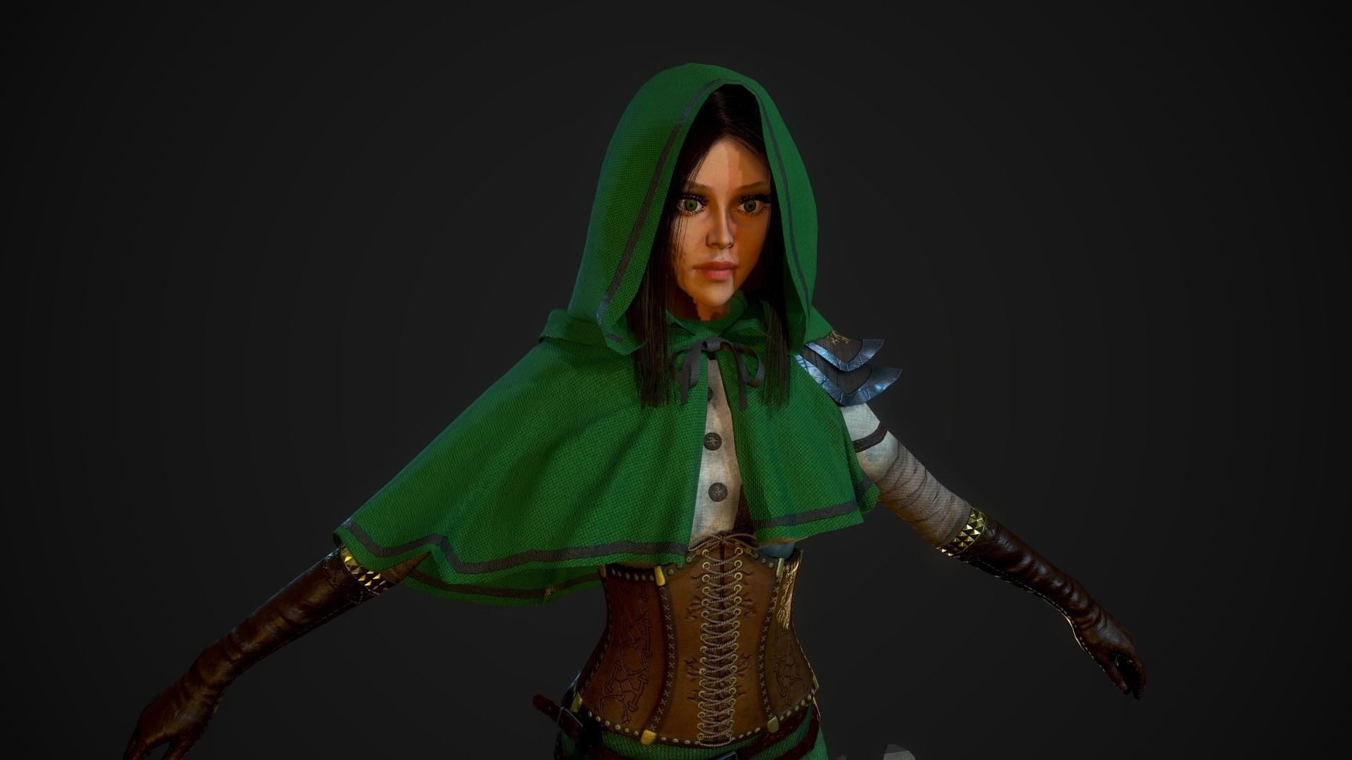Girl Assassin - Game Ready Character Low-poly 3D model_14