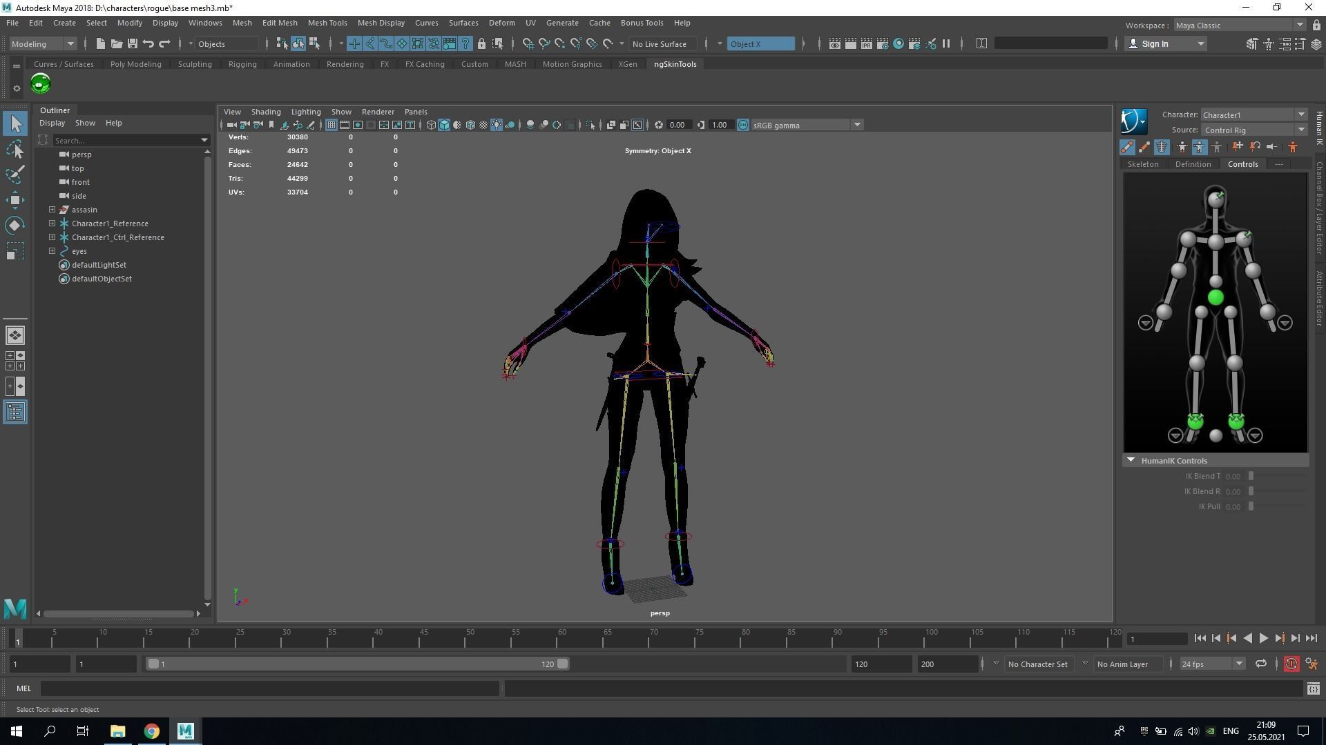 Girl Assassin - Game Ready Character Low-poly 3D model_17