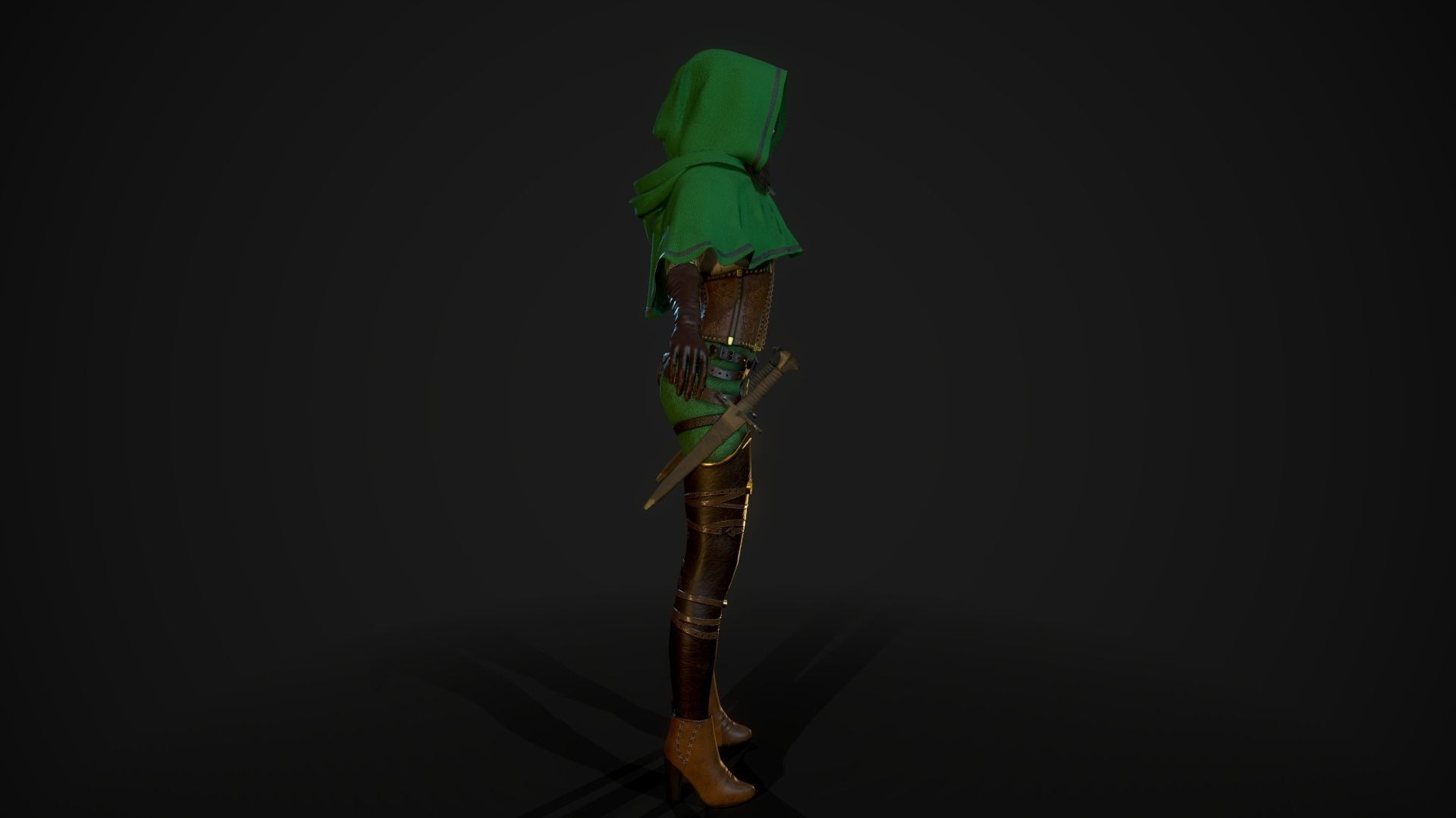 Girl Assassin - Game Ready Character Low-poly 3D model_6