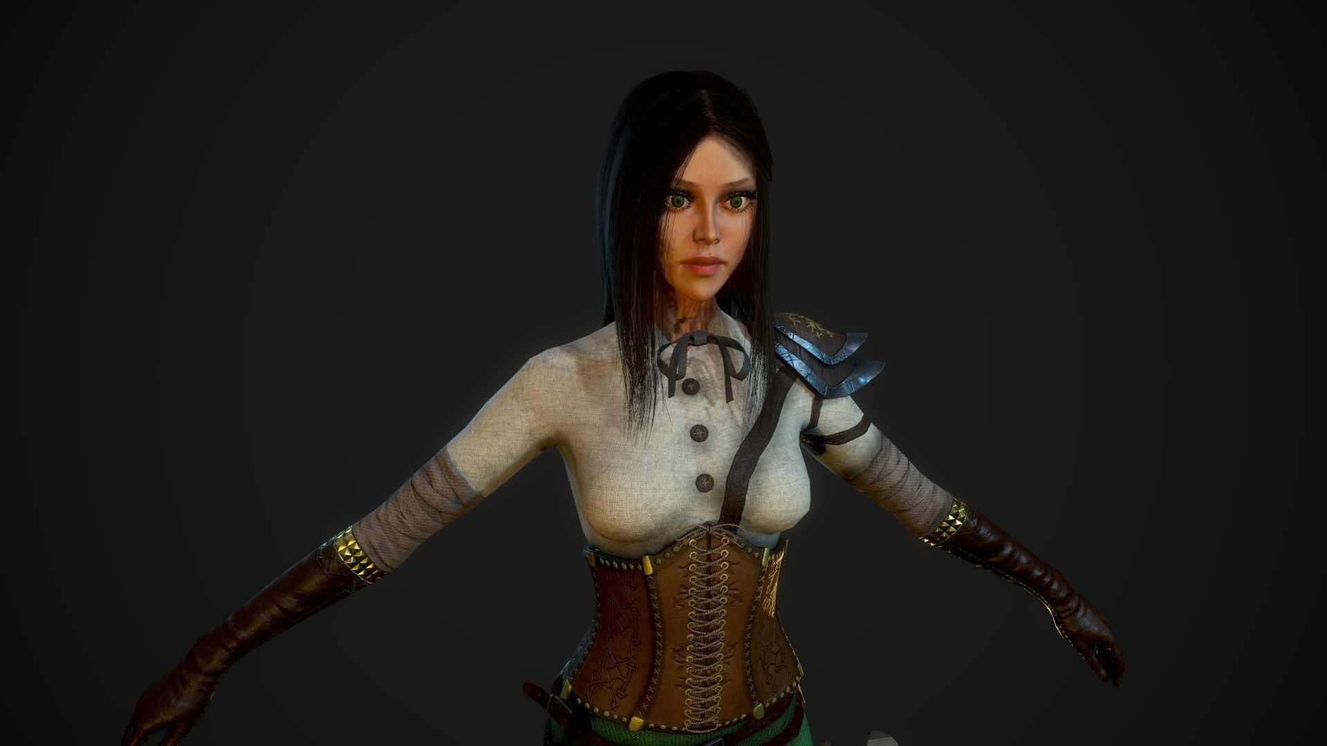 Girl Assassin - Game Ready Character Low-poly 3D model_16