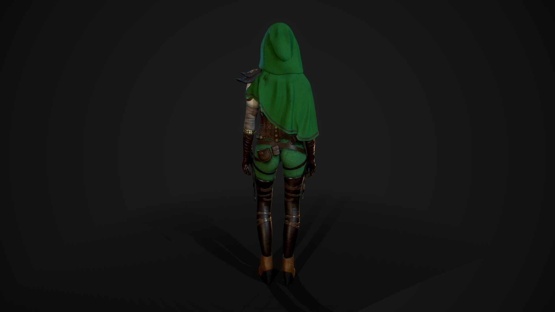 Girl Assassin - Game Ready Character Low-poly 3D model_33