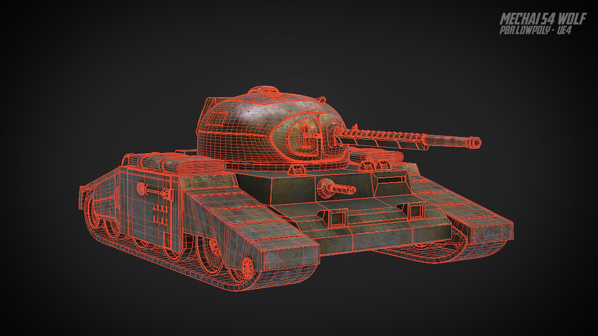 UE4 Game-ready  - PBR Dieselpunk Tank Low-poly 3D model_3