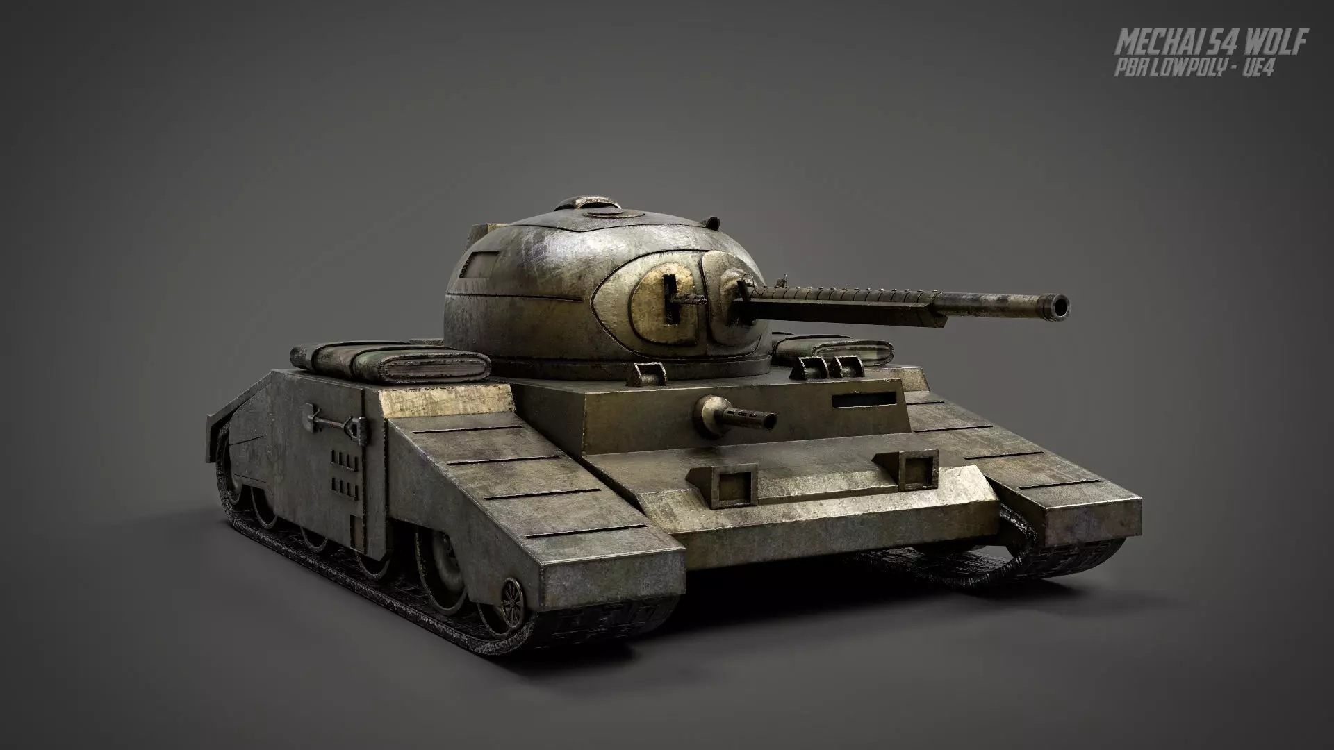 UE4 Game-ready  - PBR Dieselpunk Tank Low-poly 3D model_0