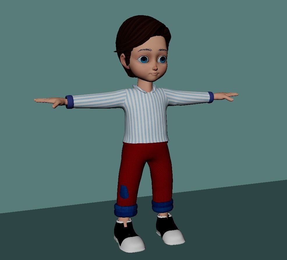John 8 year old boy Low-poly 3D model_1