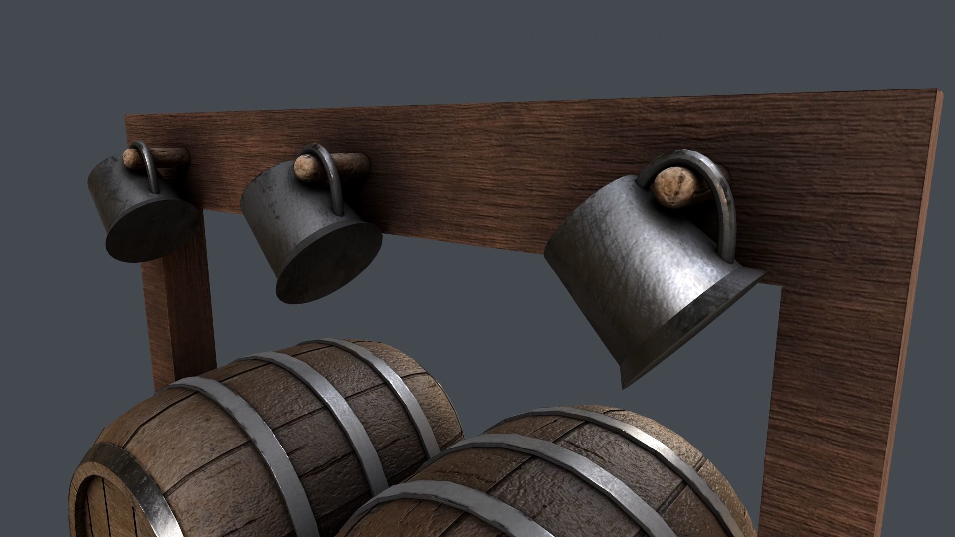Medieval Wine Barrel Dirty Low-poly 3D model_7