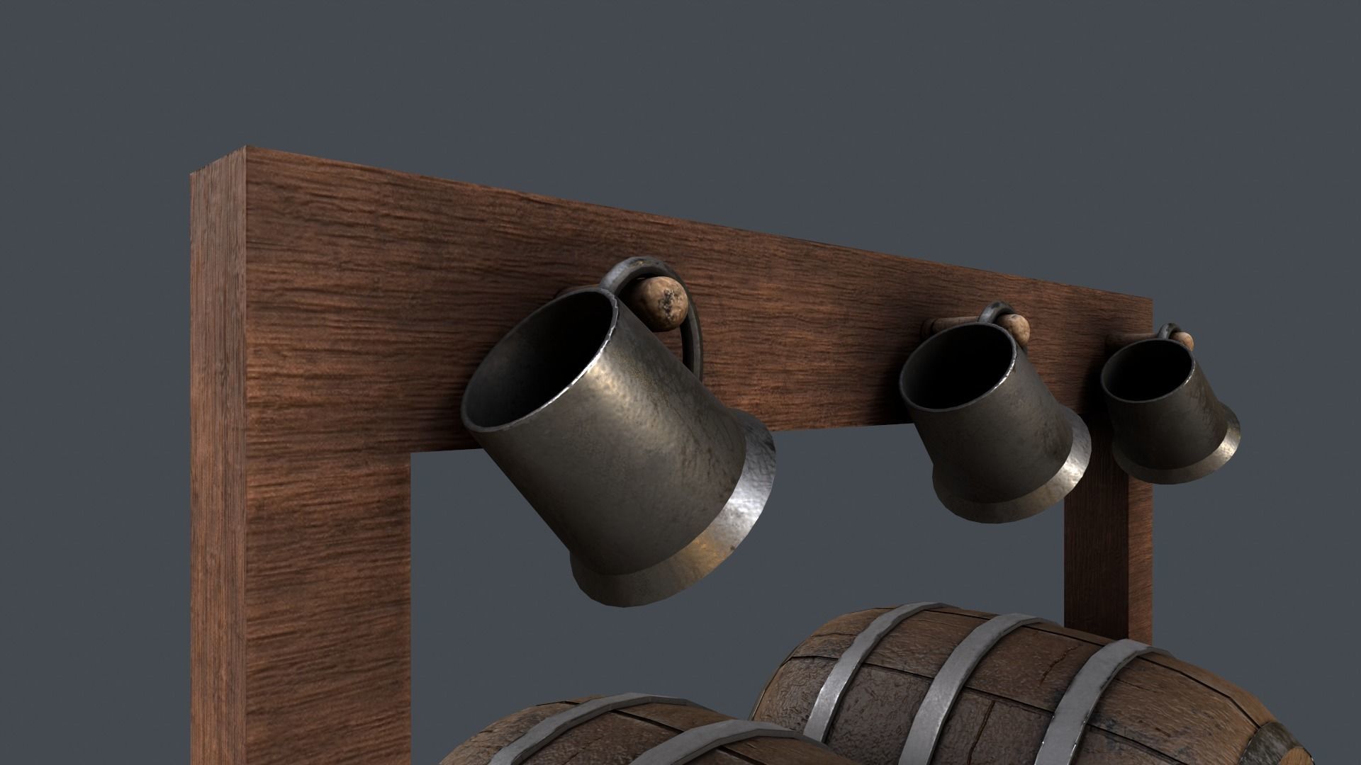 Medieval Wine Barrel Dirty Low-poly 3D model_11