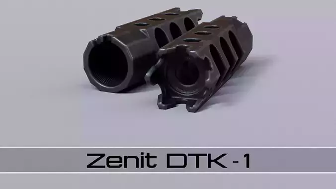 Zenit DTK-1 Muzzle Brake Low-poly 3D model