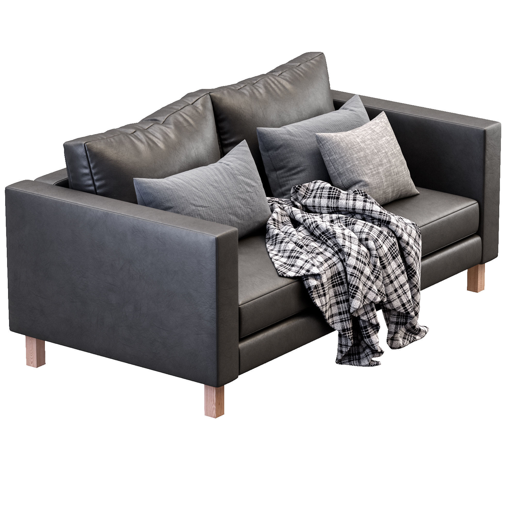 Leather Sofa Karlstad By Ikea 3D model_3