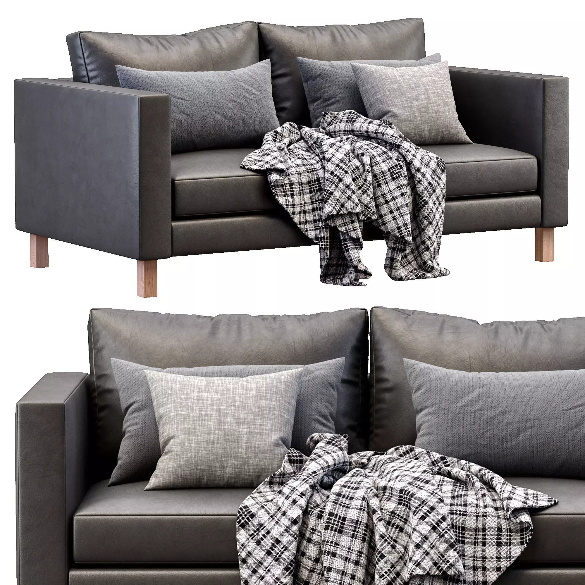 Leather Sofa Karlstad By Ikea 3D model_0