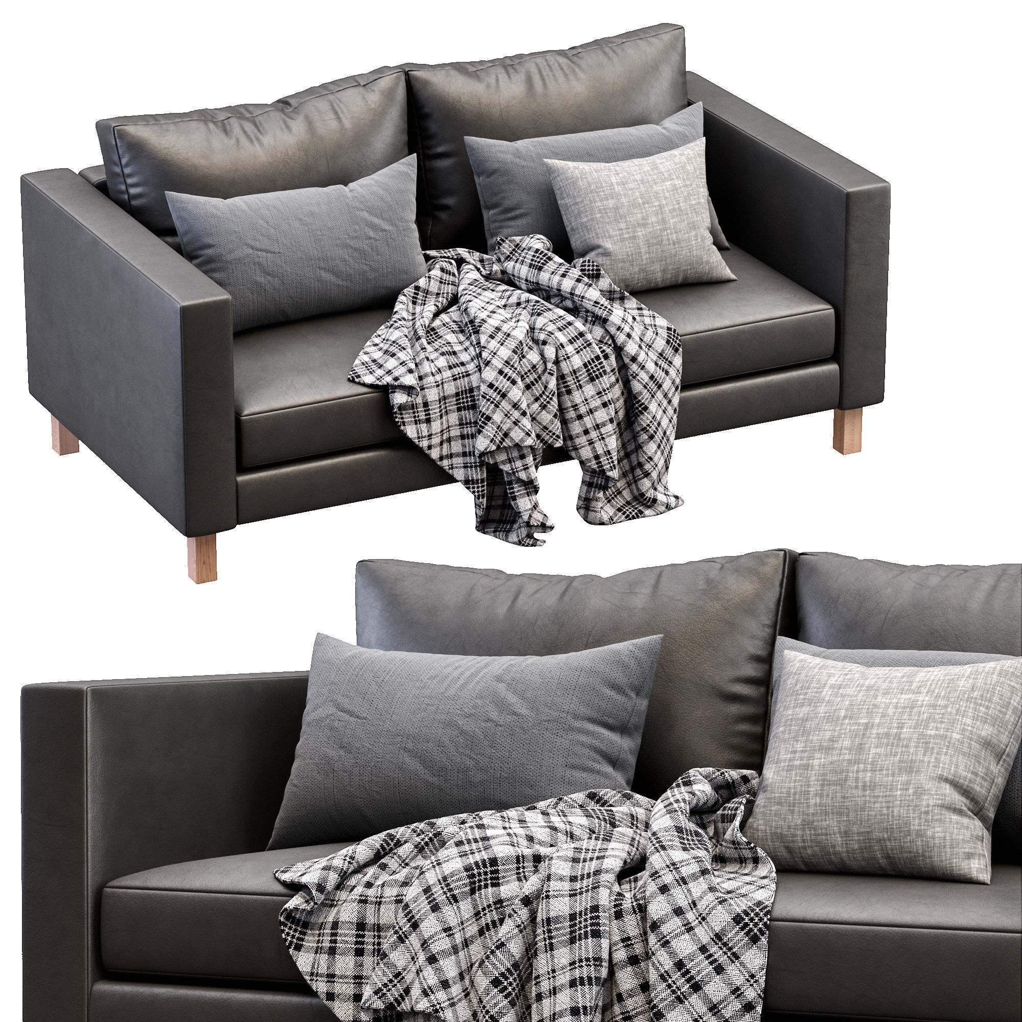 Leather Sofa Karlstad By Ikea 3D model_6