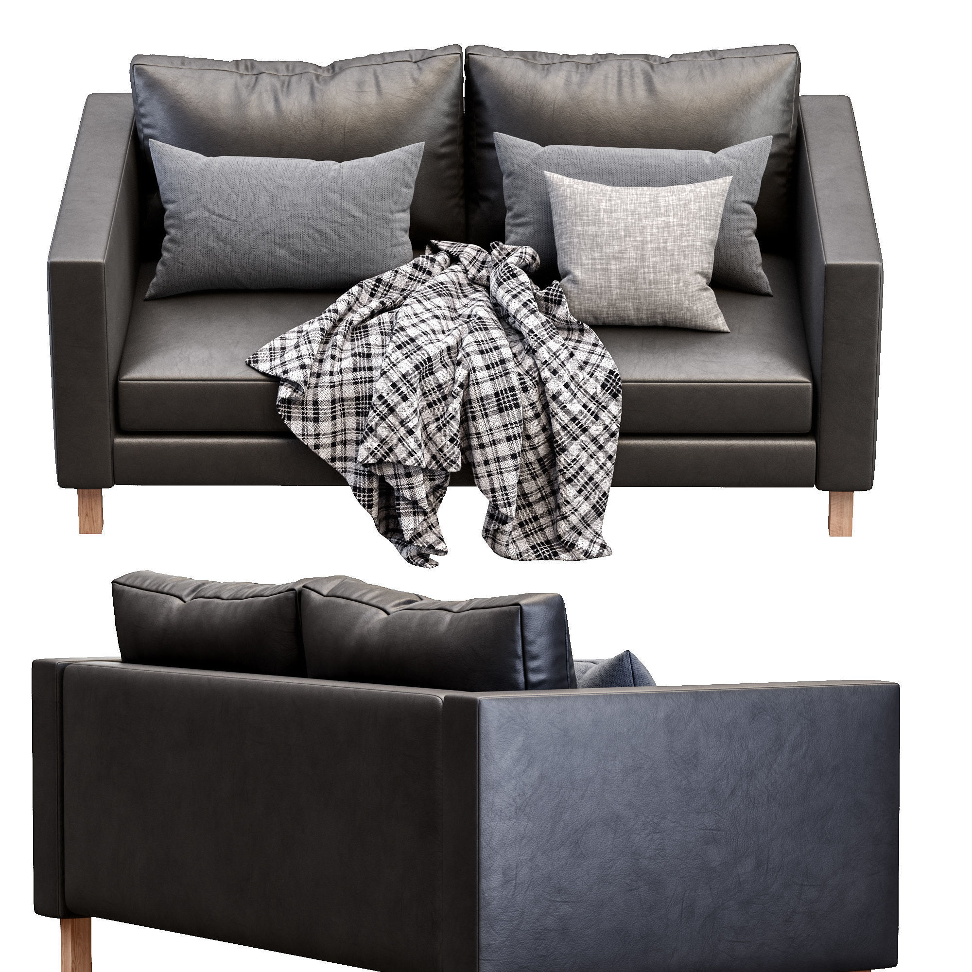 Leather Sofa Karlstad By Ikea 3D model_5