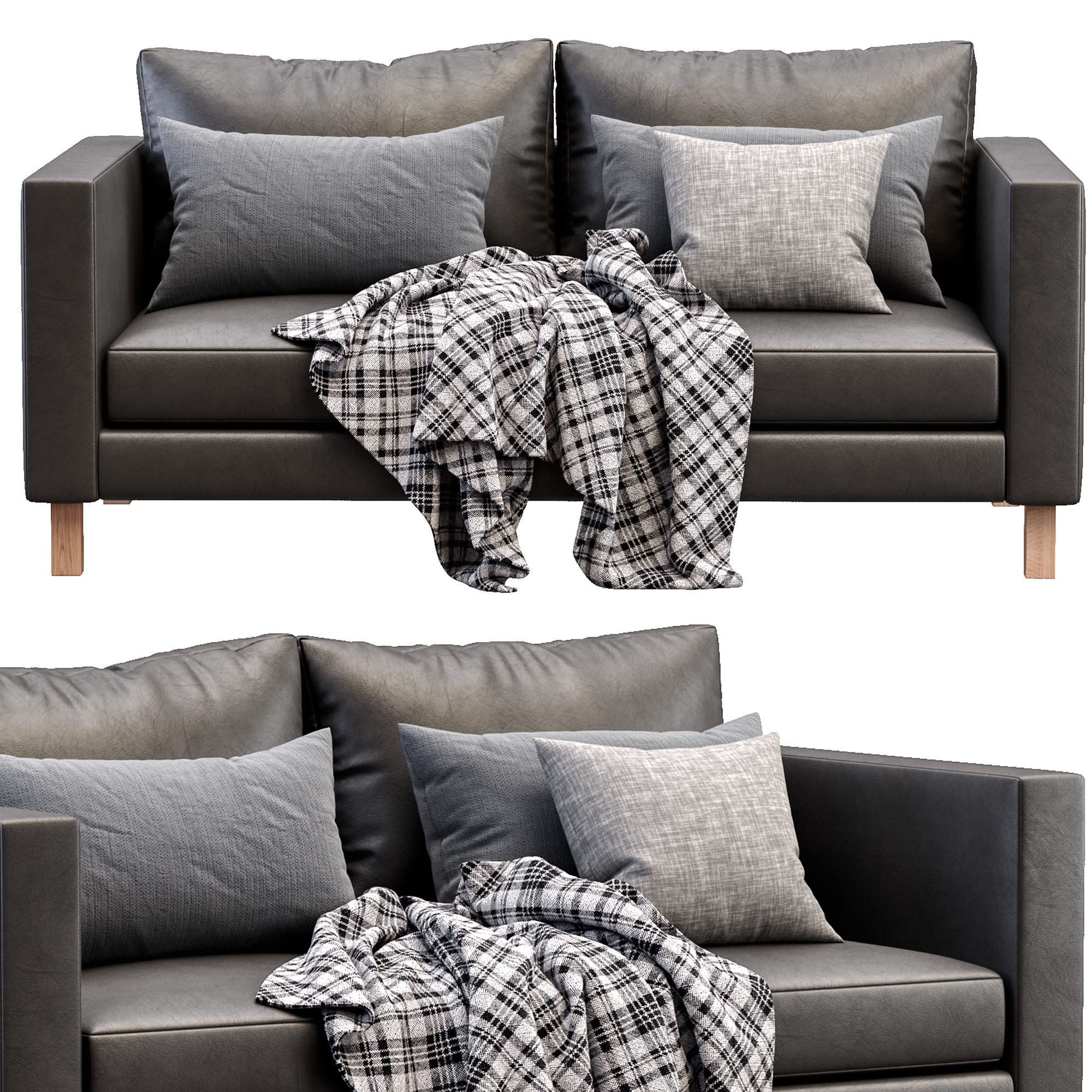 Leather Sofa Karlstad By Ikea 3D model_1