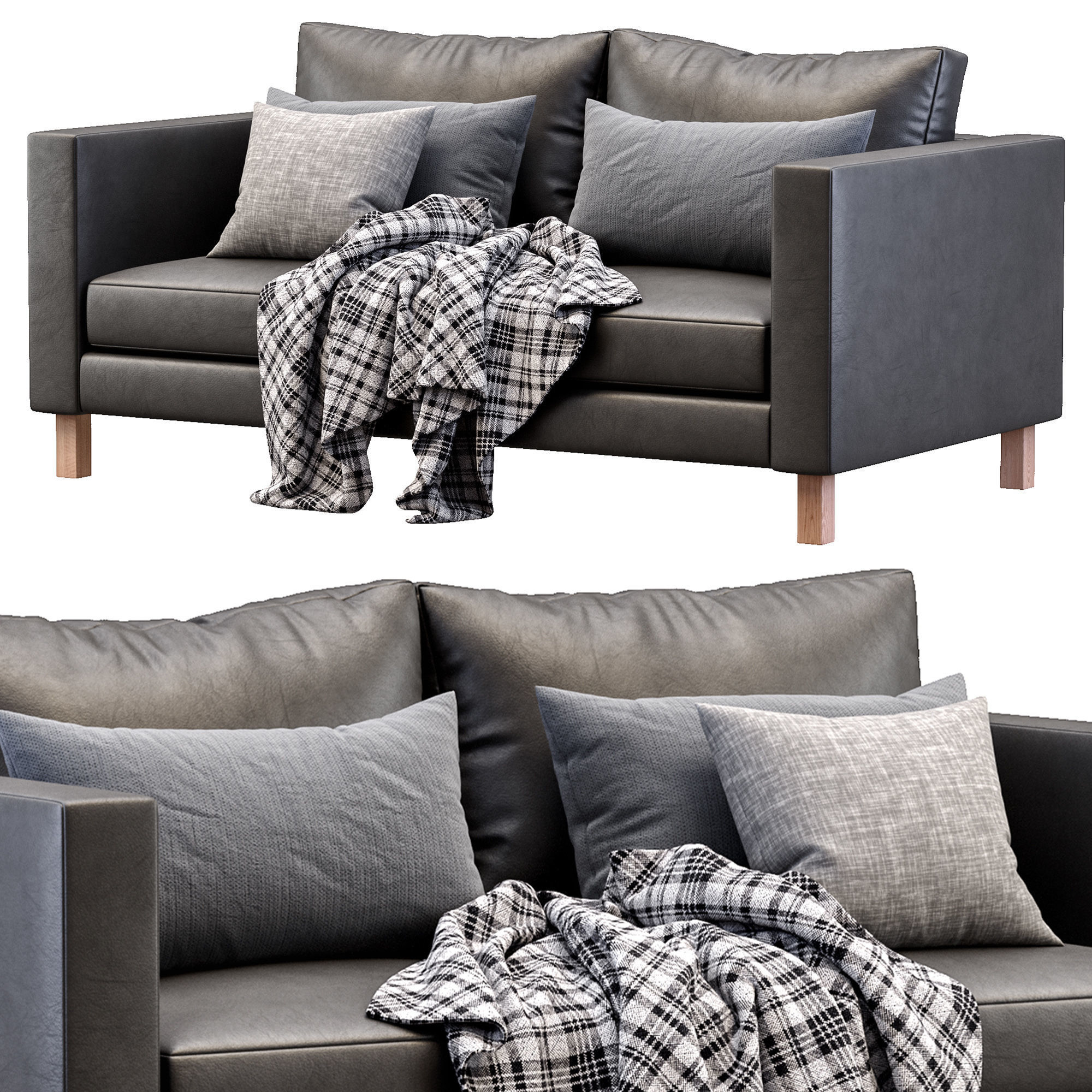 Leather Sofa Karlstad By Ikea 3D model_2