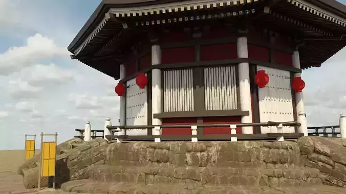 Asian Temple Low-poly 3D model
