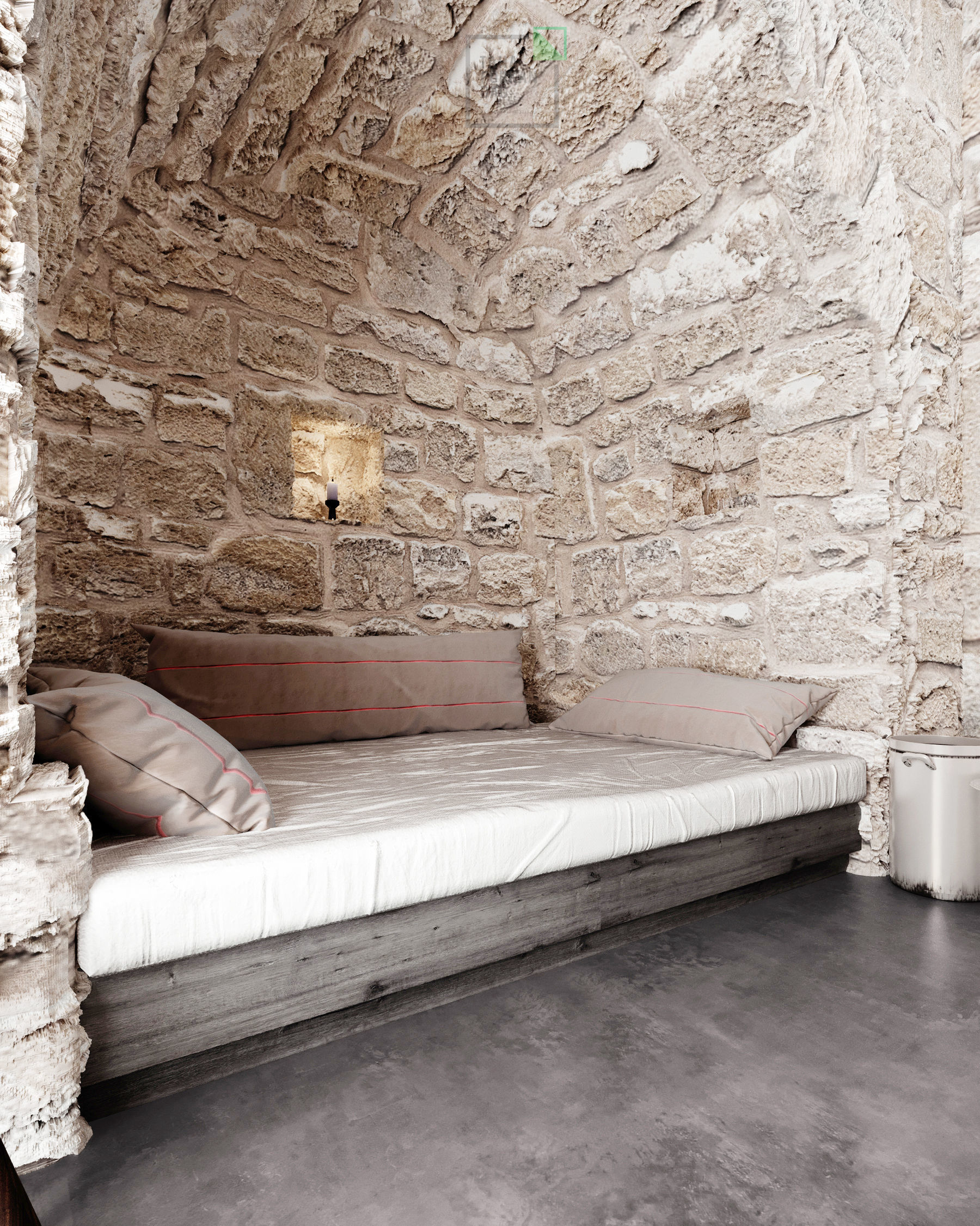 Scandinavian stone house 3D model_1