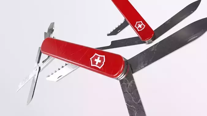 Swiss Army Knife - Penknife - Multitool Low-poly 3D model